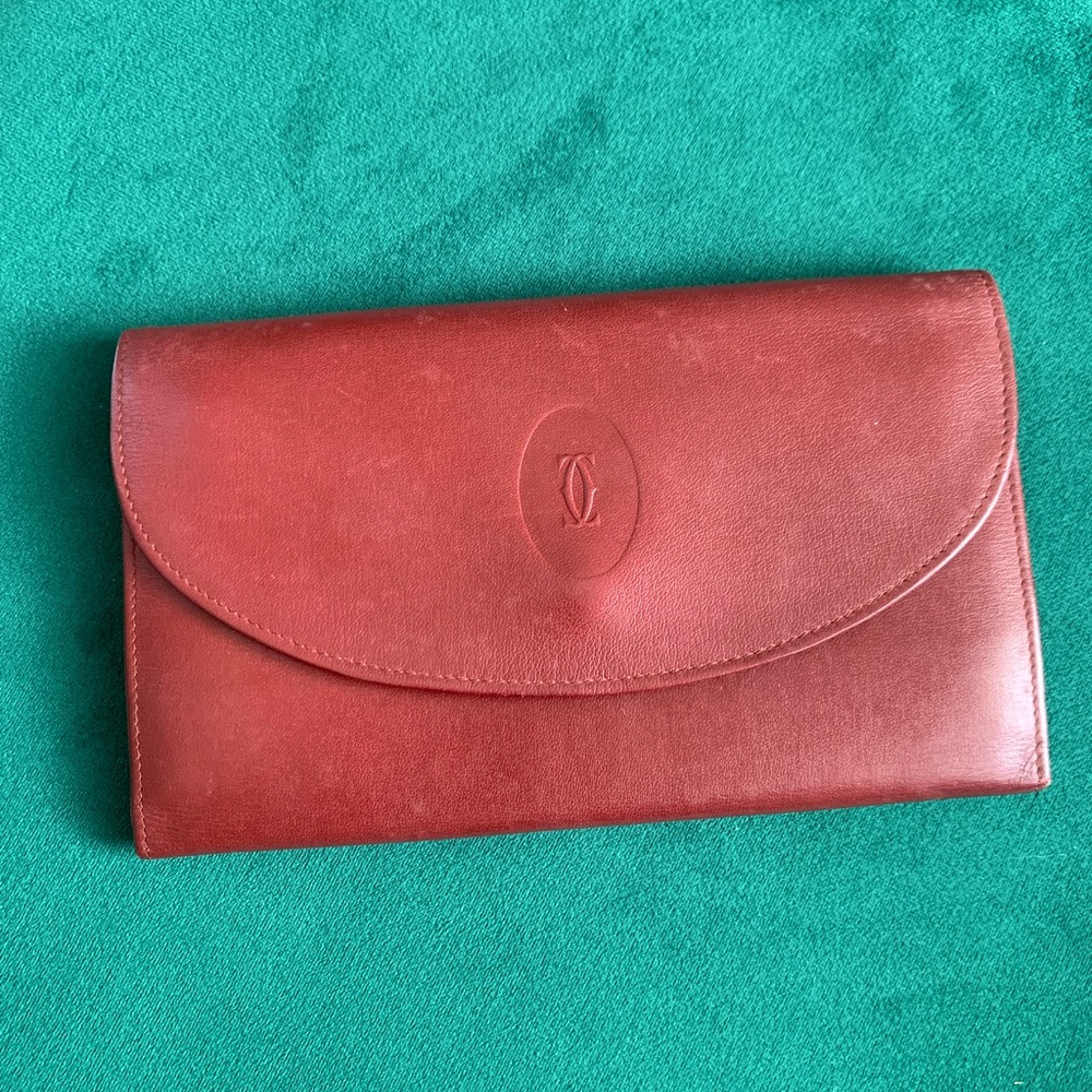 Cartier Burgundy Leather Envelope Wallet